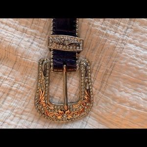 Perry Ellis Crocodile Blue Belt with Silver accent